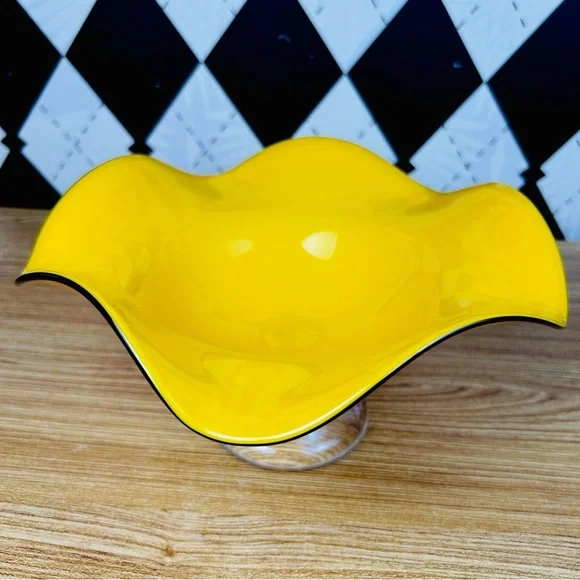 Vintage Amber Glass Wide Compote Bowl Pedestal Midcentury Décor Statement Piece - Picture 11 of 17